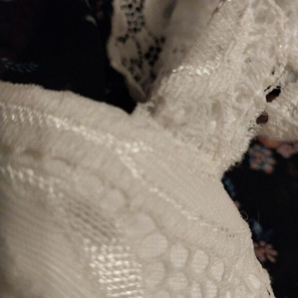 As U Wish High Low Dress Sz S Embroidered Bodice Lace Straps Floral Boho Beachy - Picture 10 of 10